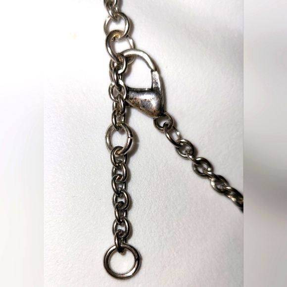 Gorgeous Geometric Hammered Style Silvertone Rhinestone Bib Necklace - Picture 3 of 3